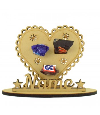 6mm Personalised Fancy Heart Shape Mini Chocolate Bar Holder on a Stand - Stand Options